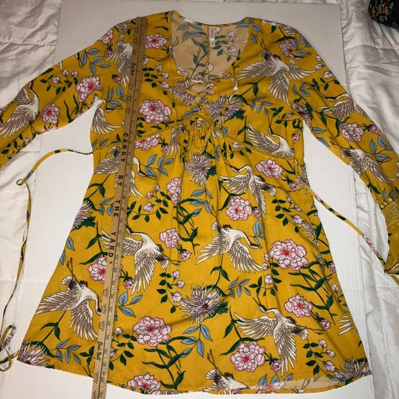 Xhilaration Womens Empire Waist Jacobean Print Dress Tunic Size M - Picture 10 of 13